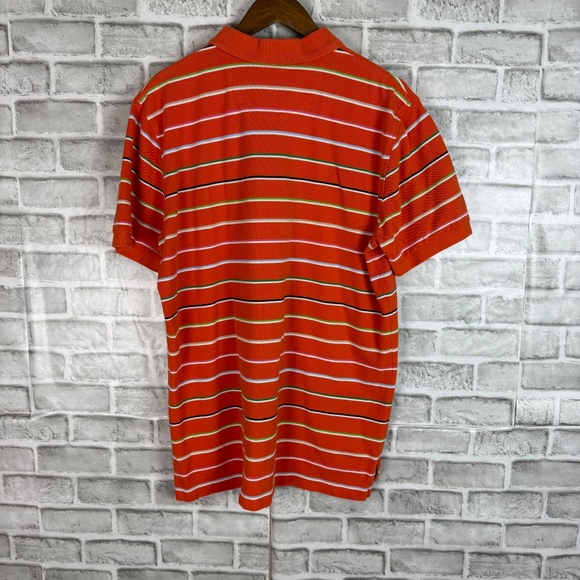 Brooks Brothers Performance Polo Orange Striped Logo Collared Shirt Mens XL SLIM - Picture 5 of 7